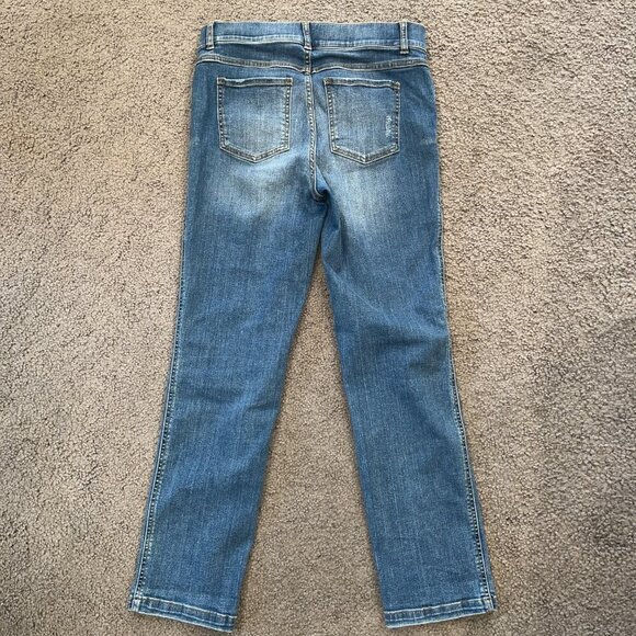 SPANX EVERY WEAR Pull On Straight Leg 5 Pocket Blue Denim Jeans - EUC - Size L - Picture 4 of 10